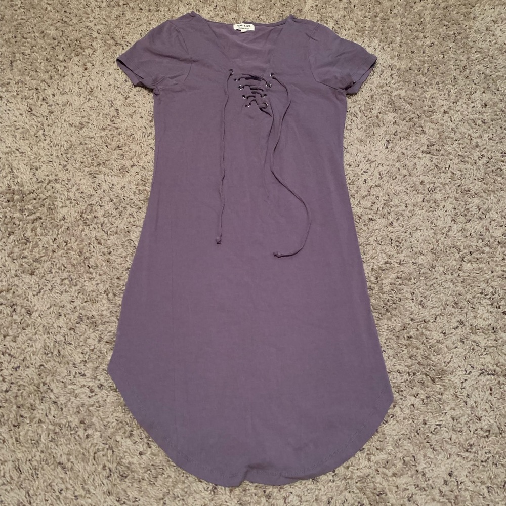 Gray Lace Up Long Tunic Shirt